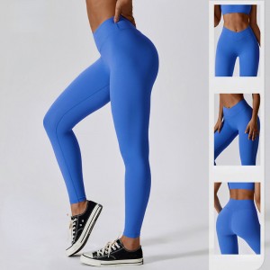 SC1094 vierweg stretch ademende v gesneden taillenylon spandex leggings butt lift yogabroek leggings voor vrouwen