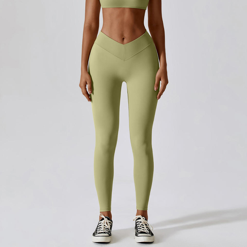 SC1094 vierweg stretch ademende v gesneden taillenylon spandex leggings butt lift yogabroek leggings voor vrouwen