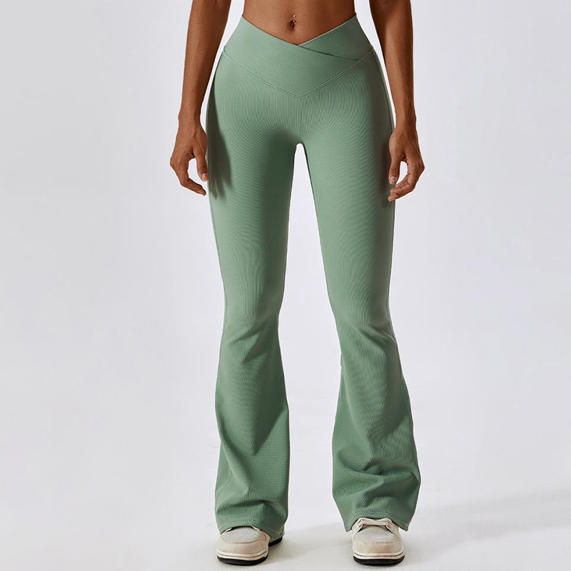 SC10102 Aangepast logonaadloze Flare -legging voor vrouw Butt Tifting Leggings Sports Flaar La Vared Yoga Pants