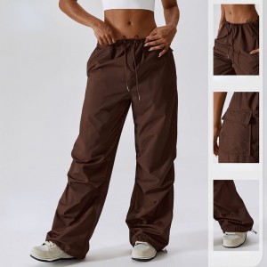 SC10113 Wide Leg Casual Pants Women \'s American Style Drawtring Straight Overalls Baggy Pants
