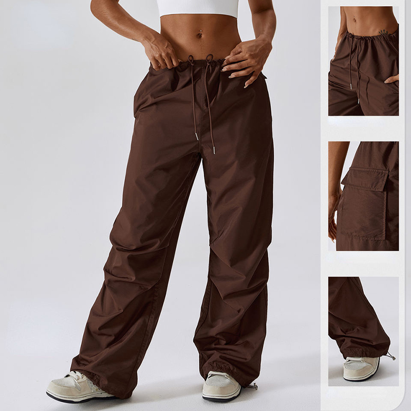 SC10113 Wide Leg Casual Pants Women 's American Style Drawtring Straight Overalls Baggy Pants
