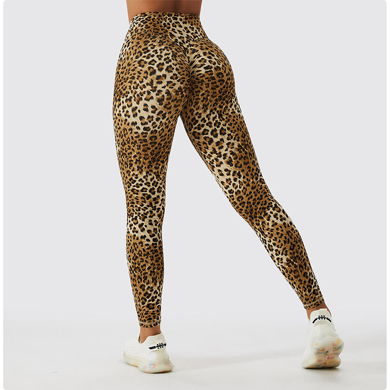 SC10112 Naadloze luipaardprint Hoge taille Fitness Legging Femme Ribbed Scrunch Bum Leggings Yoga Pants