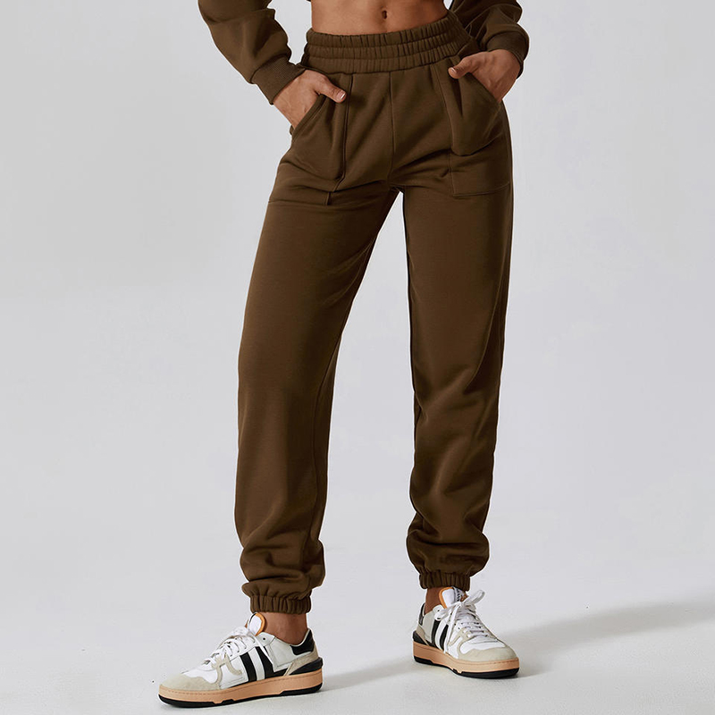 SC10114 vrouwen fleece elastische taille warme los jogger winter joggingbroek sport thermische hardloopbroek