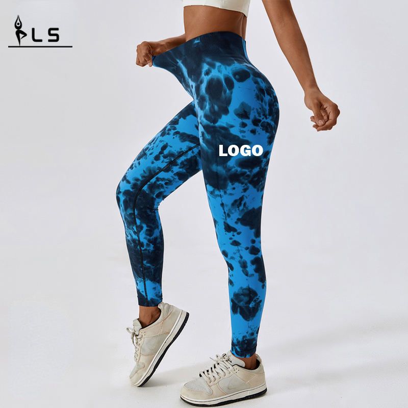 SC10123 Gym Fesses Fitness Yoga Leggings Pants Women Scrunch Women Leggins Yoga Tie Dye Pants Leggings