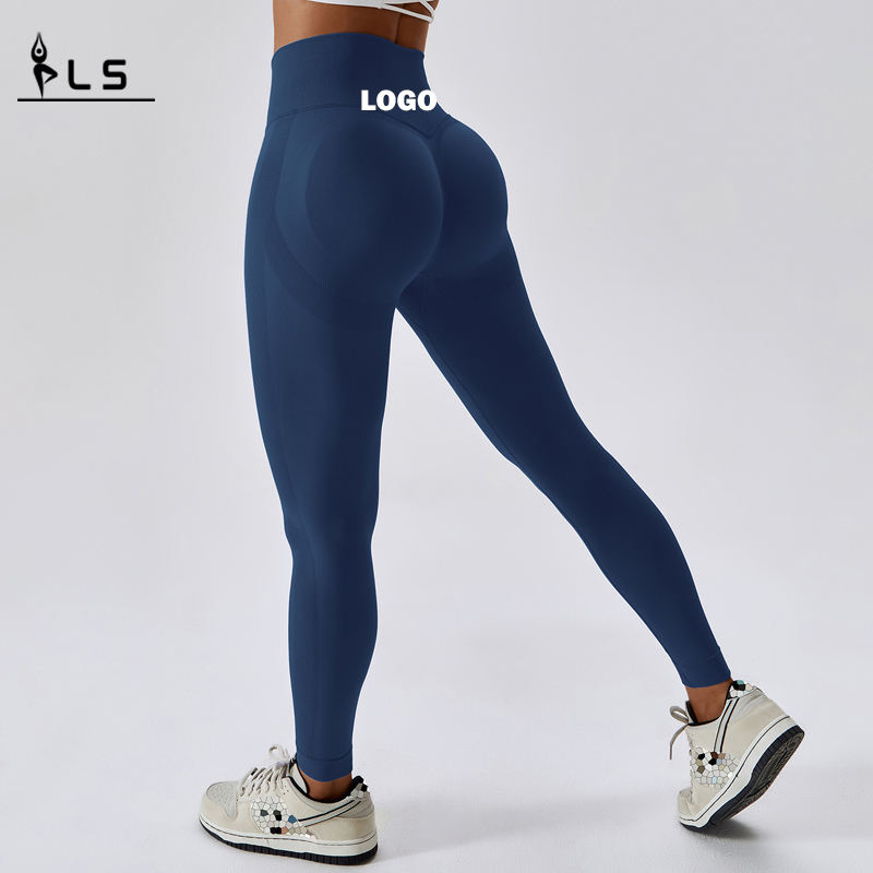 SC10126 Aangepaste label Fitness Yoga Naadloze broek Legging Shiny Spandex Leggings For Women 2023