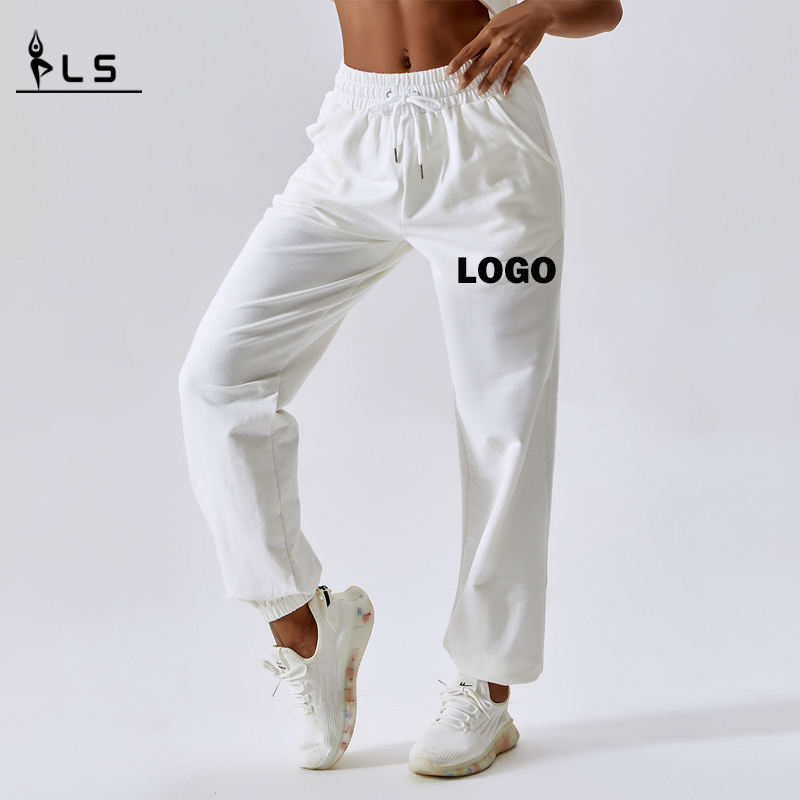 SC10129 Solid Elastic Taille Sweatpants Women's Baggy Sports Losse broek Joggers Hoge taille broek