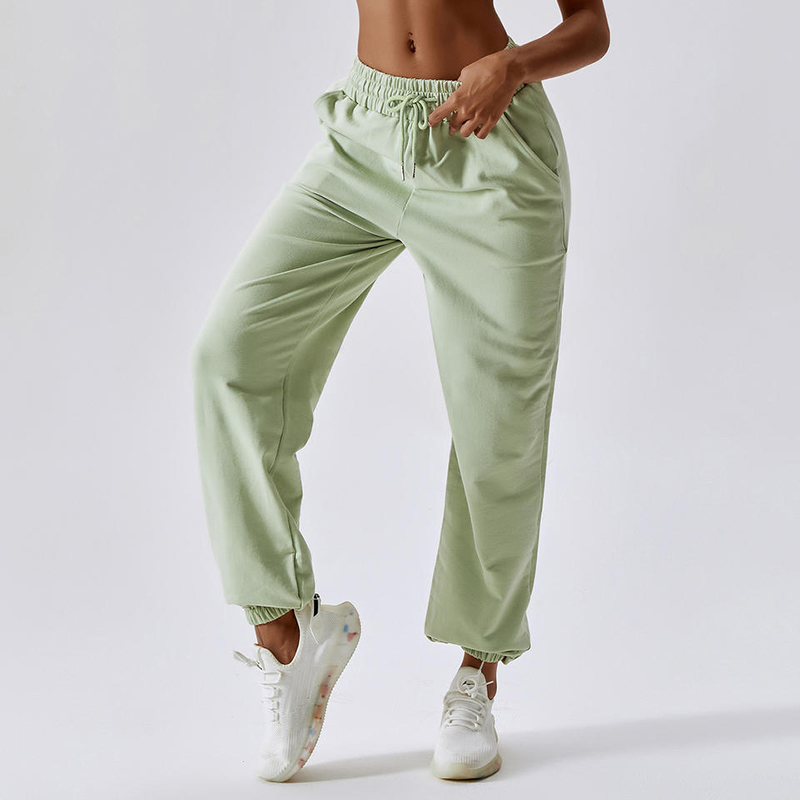 SC10129 Solid Elastic Taille Sweatpants Women's Baggy Sports Losse broek Joggers Hoge taille broek