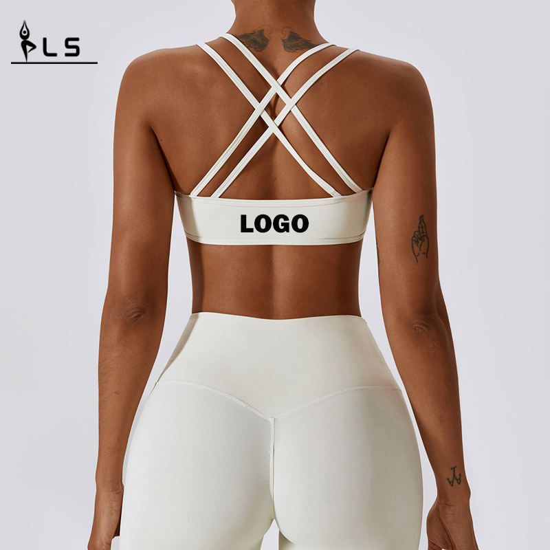 SC10137 Custom Logo Women Workout Sport Bra Groothandel Yoga Crop Compressie Snel droge gewatteerde sexy sportschool Sport beha