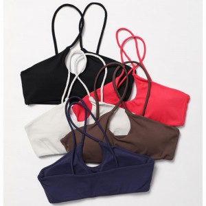 SC10165 Nylon Green Ademende volwassenen Sport Bra Actieve sexy terug aangepast Logo Gym Halter Sports beha