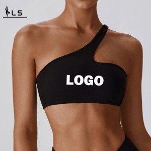 SC10188 Cross Back Back Yoga Sport Bra High Impact Gevoted Blue One Shoulder Butt Lift Sport BH