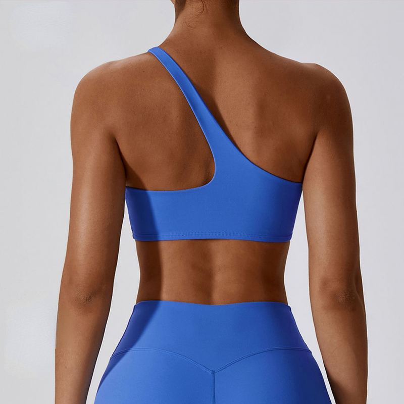 SC10188 Cross Back Back Yoga Sport Bra High Impact Gevoted Blue One Shoulder Butt Lift Sport BH