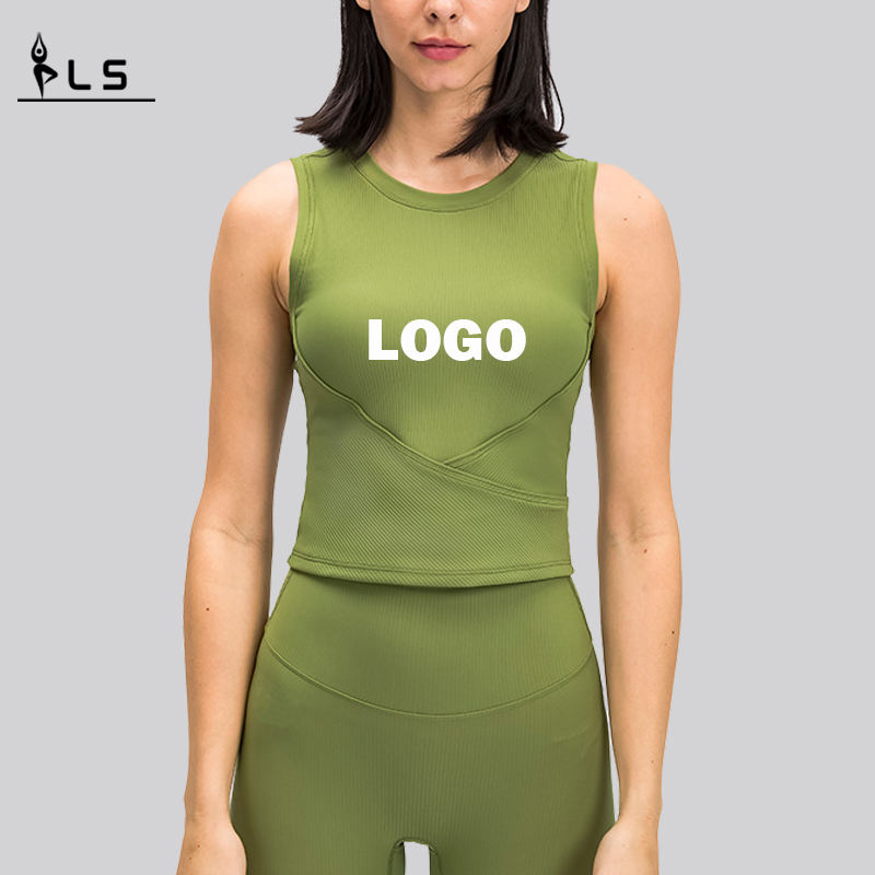SC10254 Vest Sportswear workout Yoga -tanktop voor vrouw geribbelde gewatteerde yoga -tanktop beha