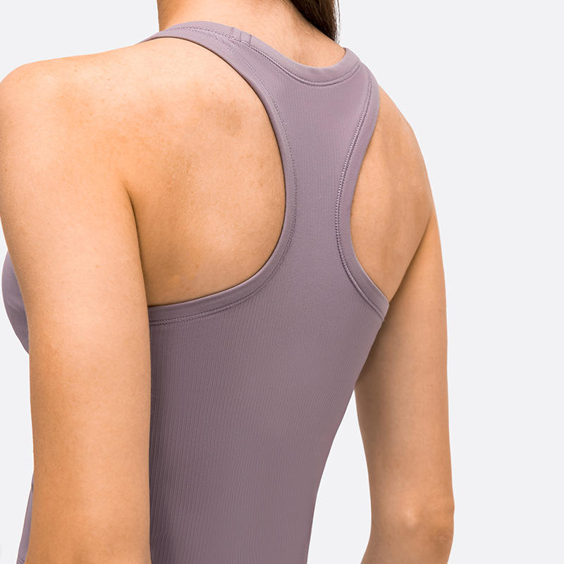 SC10255 Tops Quick Dry Fited Tank Top Gym Sports Yoga Compressie bijgesneden yoga -tanktops met pads