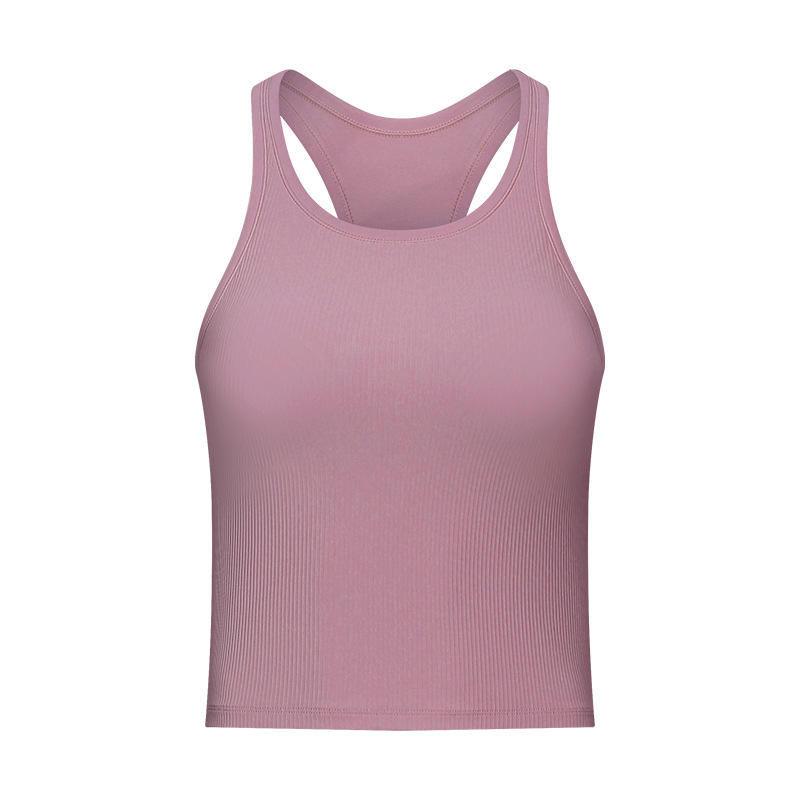 SC10255 Tops Quick Dry Fited Tank Top Gym Sports Yoga Compressie bijgesneden yoga -tanktops met pads