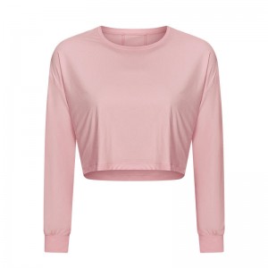 SC10265 Ademend yoga crop top gym fitness strak t-shirt yoga lange mouw dames t-shirt sportschool shirt