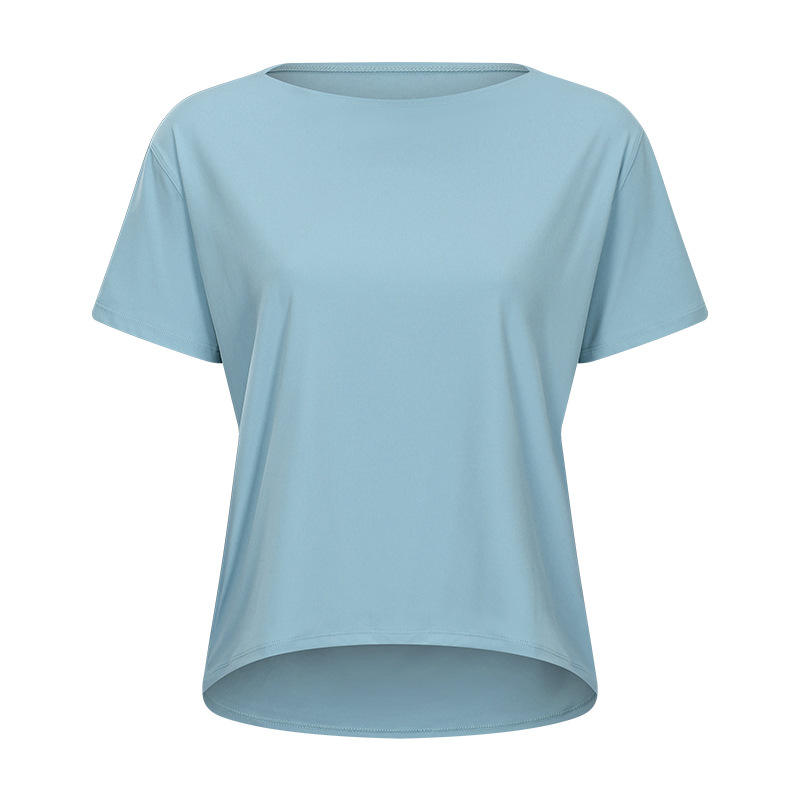 SC10266 Aangepast Logo Yoga Shirt Cutout Workout Pullover Yoga Shirt Short Sleeve Sport Yoga Workout Losse snel droge T -shirt vrouwen