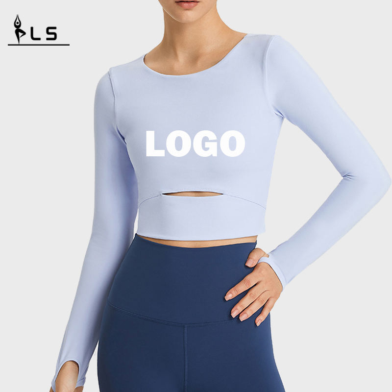 SC10275 Snel passende yoga t-shirt met lange mouwen vrouw yoga T-shirt gewas tank gym gym yoga-tops t-shirt met lange mouwen