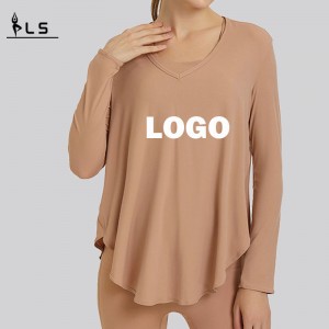 SC10272 T-shirt losse casual fitness yoga lange mouw top yoga lange mouw vrouwen t-shirt sportschool shirt