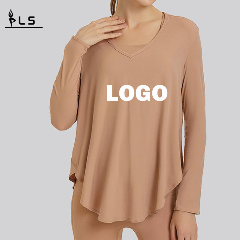 SC10272 T-shirt losse casual fitness yoga lange mouw top yoga lange mouw vrouwen t-shirt sportschool shirt