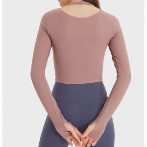 SC10273 Aangepast Logo Yoga T Shirts Fitness Round-Neck T-shirts Shirts Shirt Vrouw lange mouw sportshirt voor vrouwen