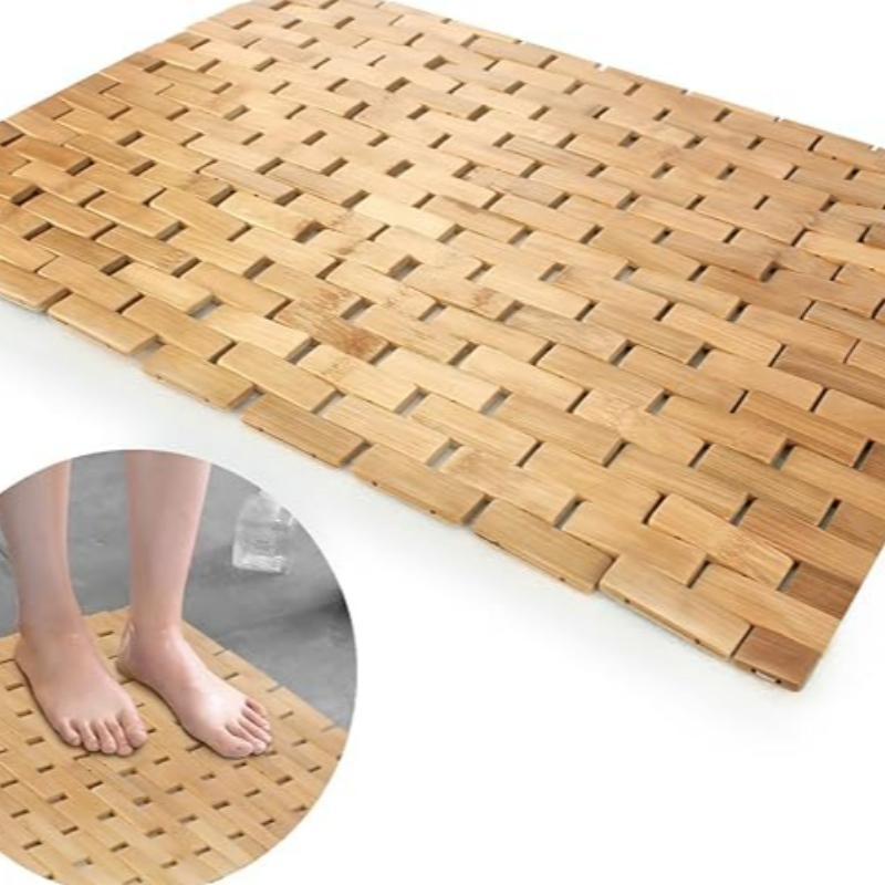 Natuurlijke bamboe badmat,niet-slip bamboe douchemat, waterdichte opvouwbare houten badmat voor badkuip