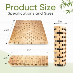 Natuurlijke bamboe badmat,niet-slip bamboe douchemat, waterdichte opvouwbare houten badmat voor badkuip