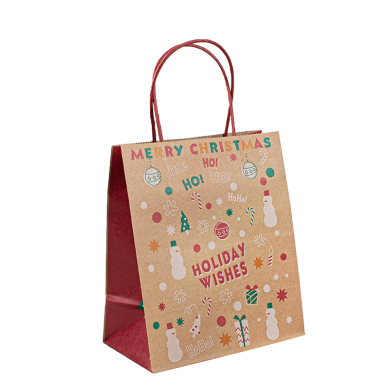 Aangepaste milieuvriendelijke bruine cadeau -boodschappen Herhaalpapier Kraft verpakkingszakken met uw eigen logo bolsas de Papel Kraft Bag