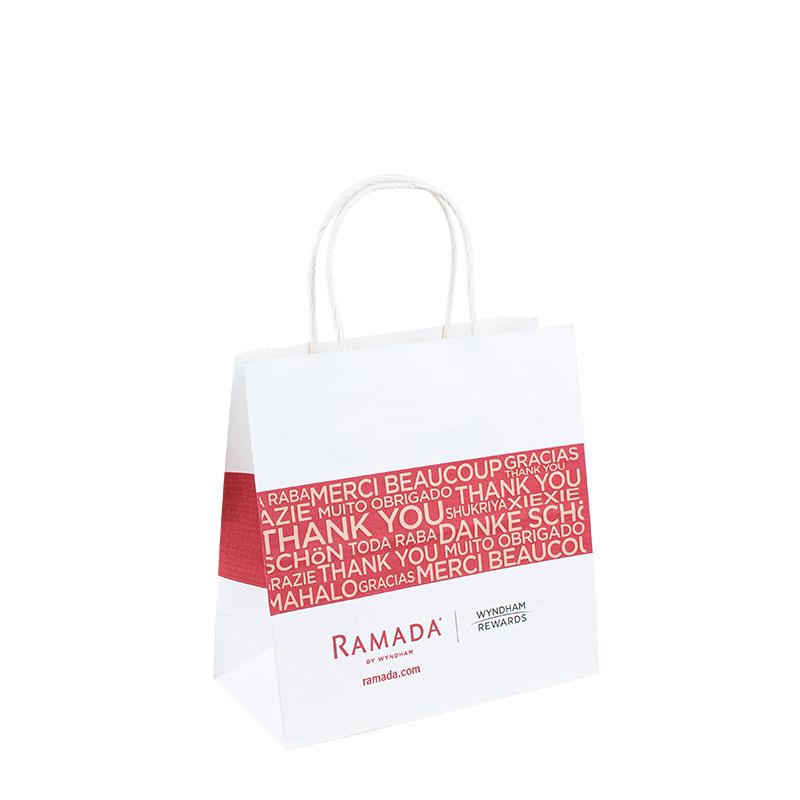 Factory Prijs Aangepaste recyclebare Kraft White Paper Bag met touwhendel met logo Accepteren Custom