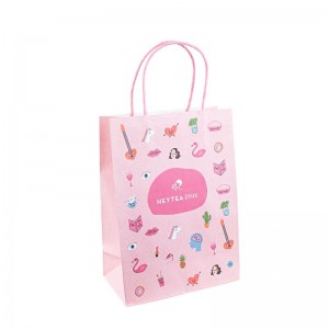 Milieuvriendelijk gerecycled zwart wit eten afhaalmaaltijden verpakking ambachtelijke papieren tas winkel cadeau winkelen bruine kraft papieren zak met handvat