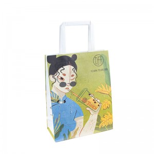 Factory Prijs 120 g gerecycled Kraft papieren zak cadeau winkelverpakking Kraft papieren zak met handvat accepteren op maat