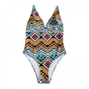 Bloemennationale stijl brede riem uit één stuk zwempaktemperament