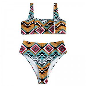 Casual en comfortabele bloemenstijl innationale stijl Hollow-out brede riem Veststijl Tweedelig zwempak