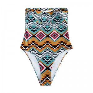 Sexy strapless print etnisch eendelig stukje