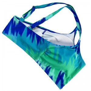 Turquoise gedrukt tweedelig met brede riemen