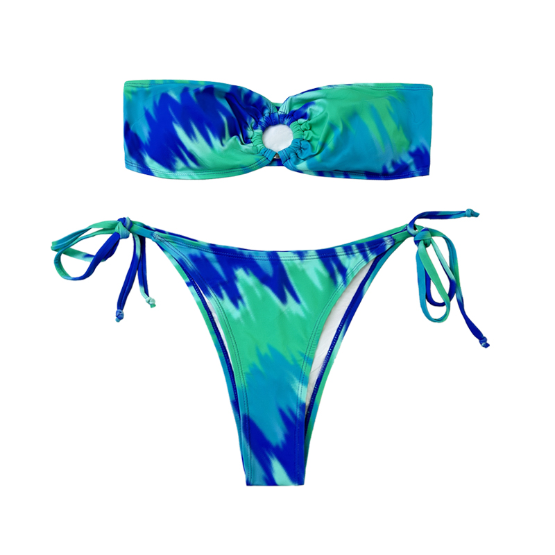Strapless Cutout Lace-Up Briefs groene tweedelig zwempak