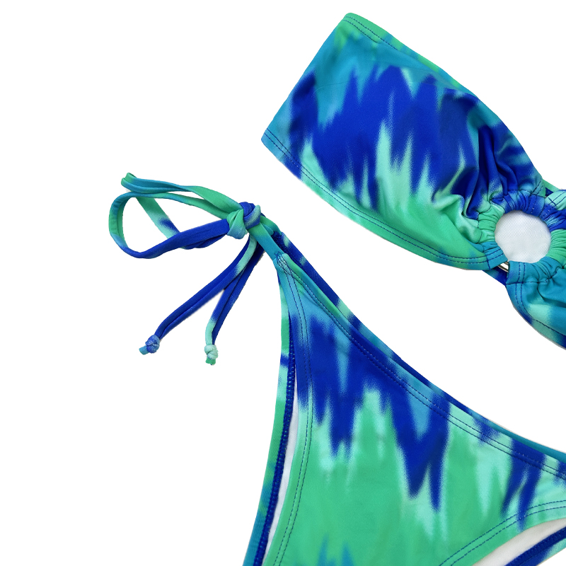 Strapless Cutout Lace-Up Briefs groene tweedelig zwempak