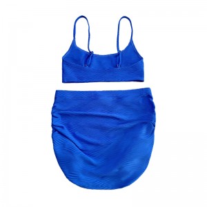 Basic Suspender zwempak geplooide rok blauw patroon speciale doek