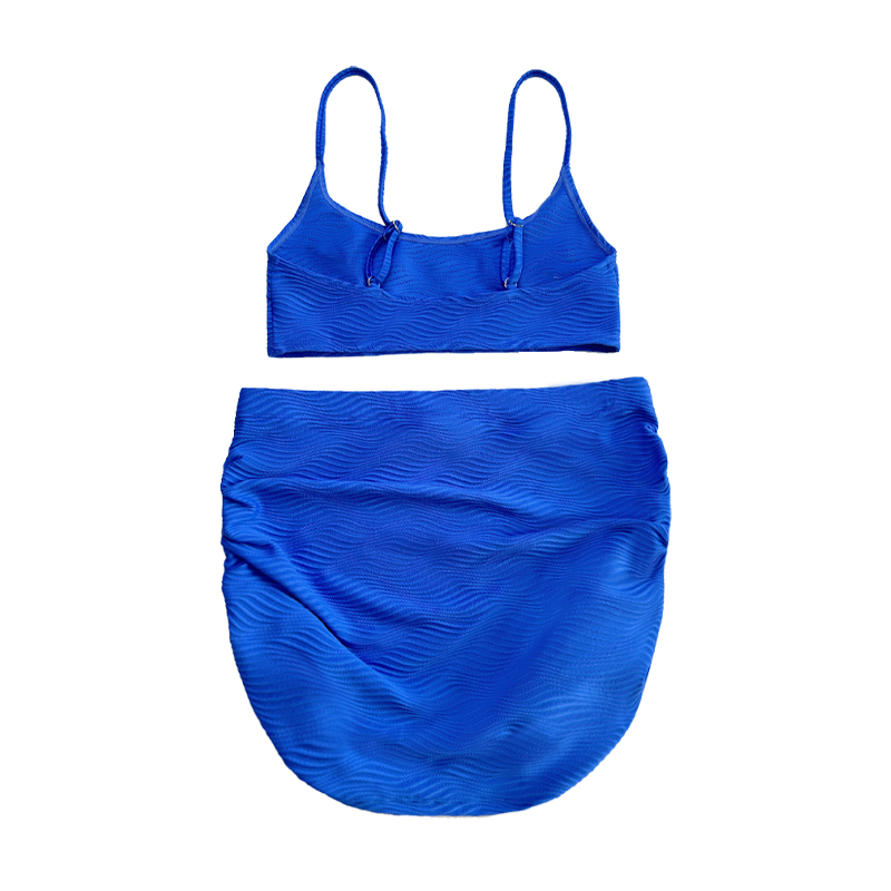 Basic Suspender zwempak geplooide rok blauw patroon speciale doek