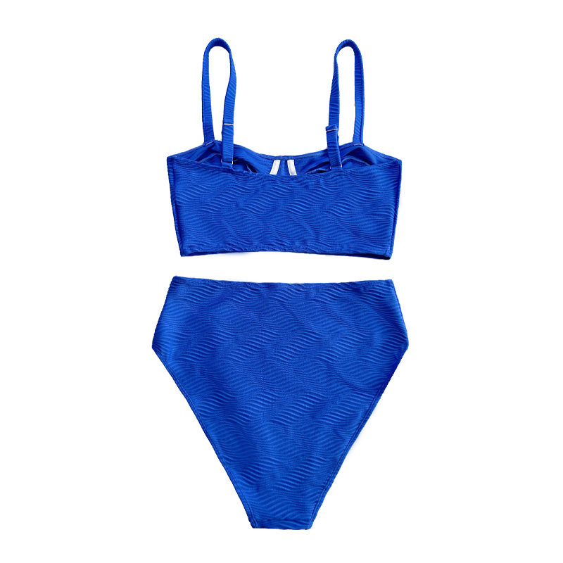 Blauw patroon halter met brede bodem speciale stof sexy tweedelig zwempak