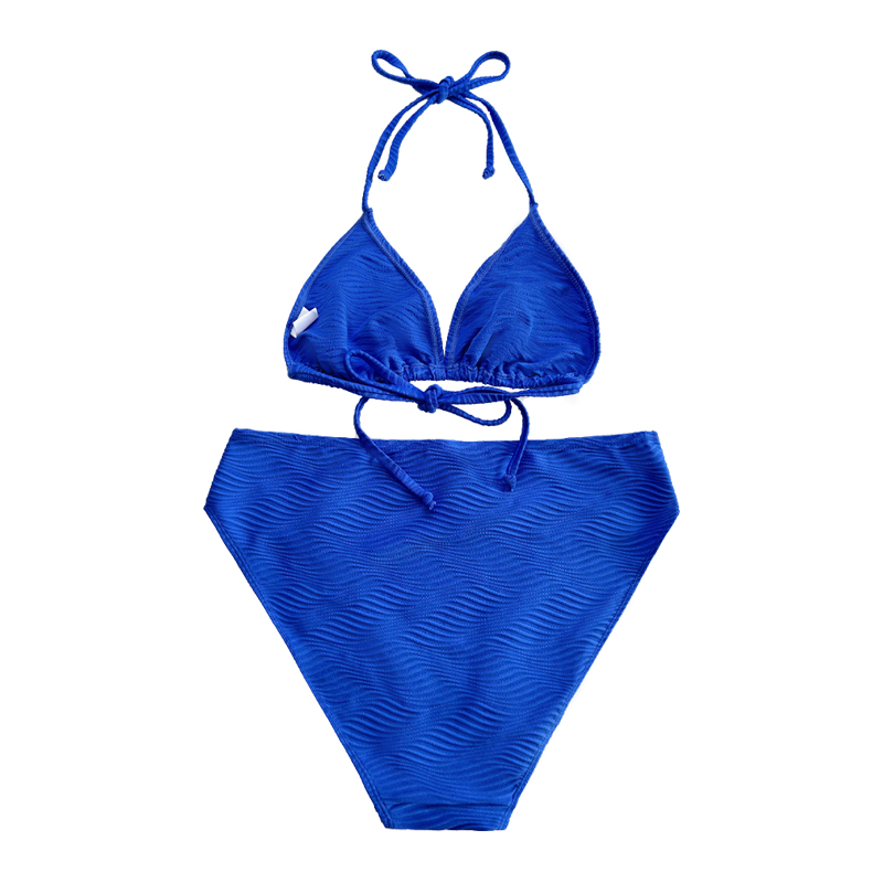Blauw patroon Speciale stoffen Triangle Cup Halter Halter -riem Split zwempak