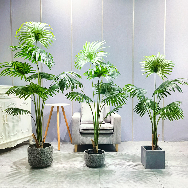 Lage prijs kunstmatige bomen planten zeer aanpasbare kosteneffectieve levendige ventilatorpalm voor tuinleverancier indoor buiten bruiloft decor