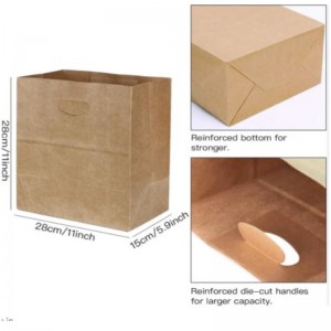 Hot cadeaus Grocery Restaurant Bakery Recyclebare Die Cutgreep Bruin China Groothandel Gedrukte papieren zakken Aangepast Logo