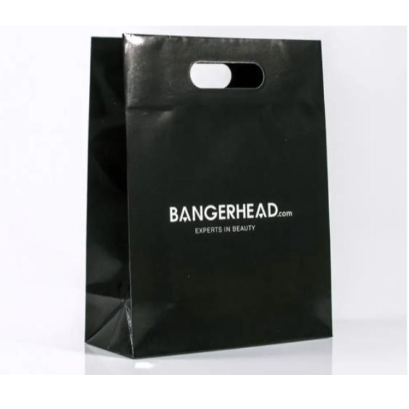 Kunstpapier Die Cut Kraft papieren zak kerstflap Die gesneden handgreep cadeaubas zwarte biologisch afbreekbare boetiek boodschappen papieren zak