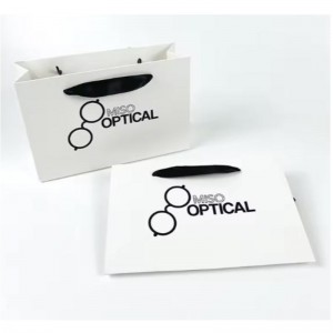 Gedrukte papieren zakken kartonnen luxe witte kraft papieren cadeauzakje met lintgreep voor boodschappentas met je eigen logo