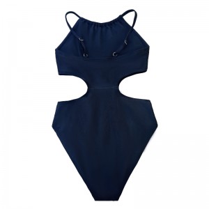 Solide kleur holle taille sexy slank fit ruche comfortabel eendelig zwempak