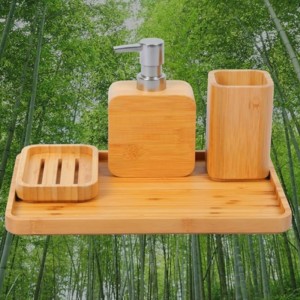 Handgemaakte bamboe gootsteen&badkameraccessoire sets retro set,natuurlijke, zeepschotelhouder voor douche, lotion soap dispenser, mondwaterbeker, splitsenbeker, organisator lade voor hotel, huis, kantoor