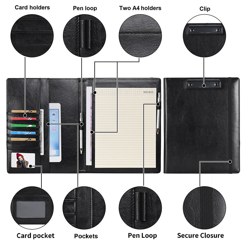 Lederen klembord Partfolio Notepad Formulieren Holders Document Case A4 A5