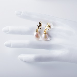 2x14 mm met parelgouden geplateerde stud oorbellen 6.4*7,2 mm