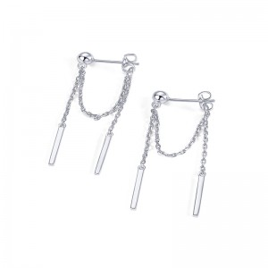 Hongde 18K vergulde 925 sterling zilveren bungelende kettingoorknopjes zirkonia ball threader Earscapes oorbellen