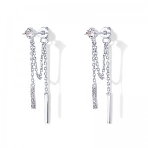 Hongde 18K vergulde 925 sterling zilveren bungelende kettingoorknopjes zirkonia ball threader Earscapes oorbellen